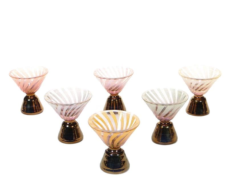 Set of liqueur glasses, crystal, multicolor, Germany, 1930s.