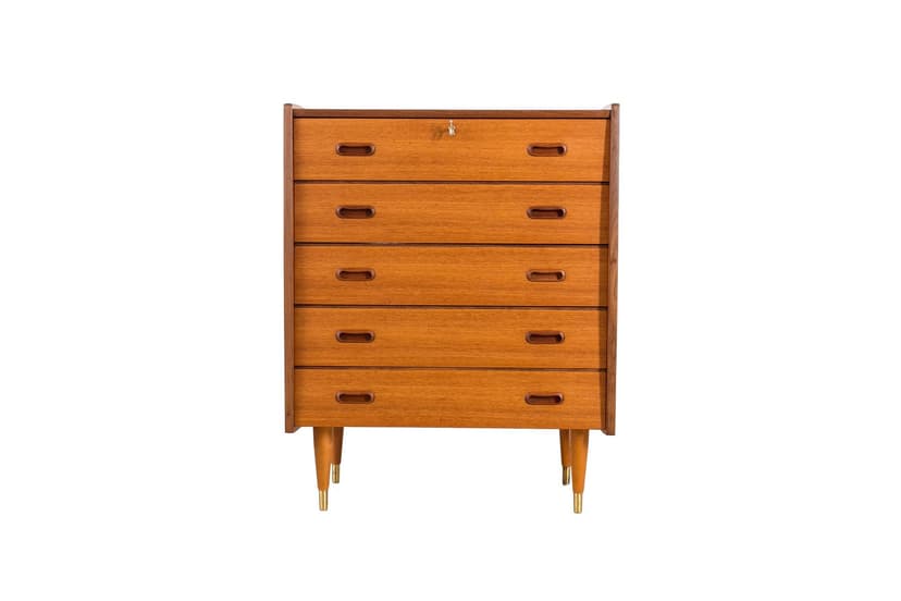 Komoda skandynawska, teak brązowy, Norwegia, lata 70.