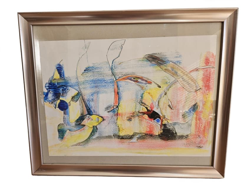 Obraz abstrakcyjny, technika mieszana, papier, 55x46,5 cm