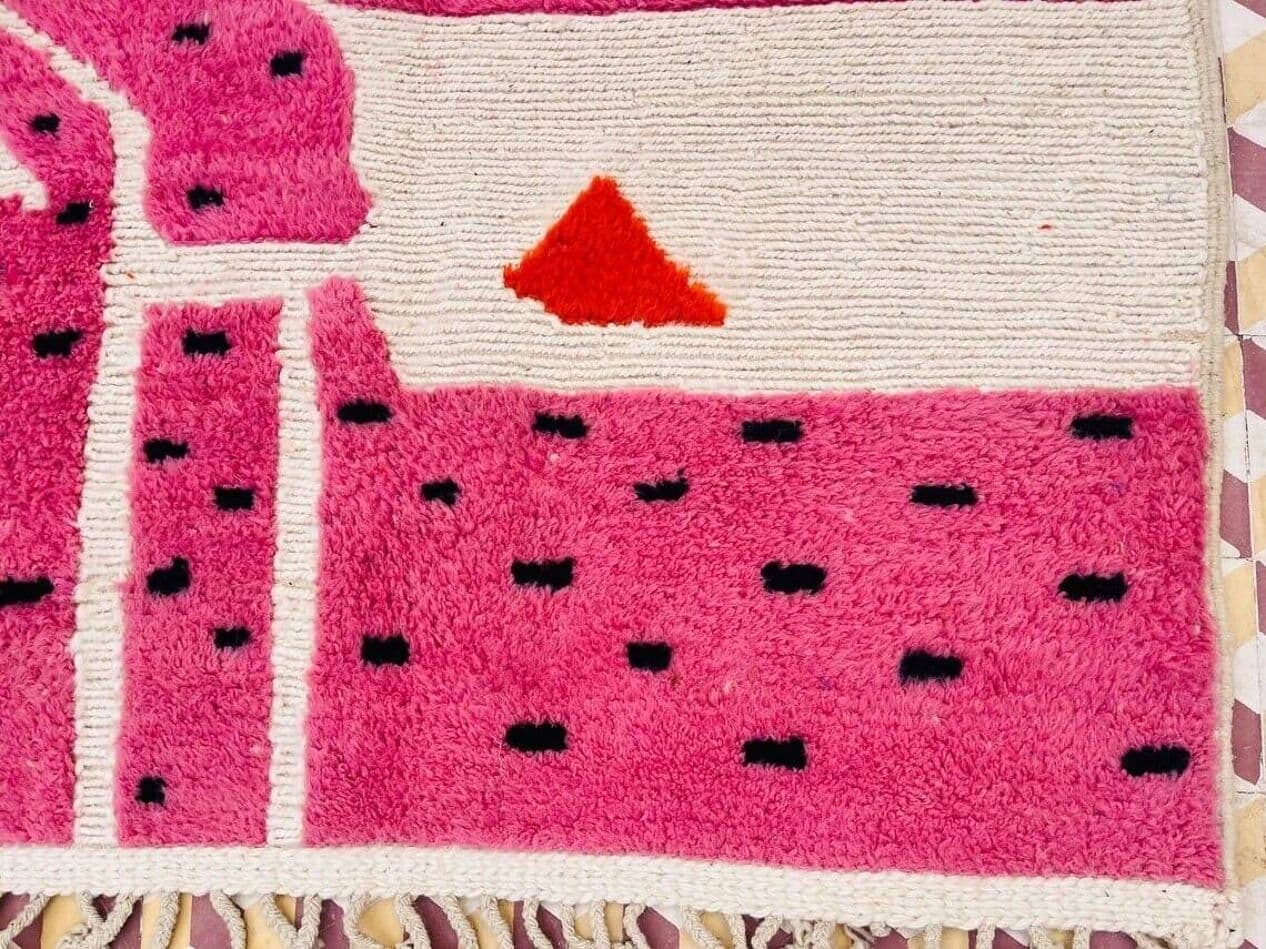 Dywan berberyjski ręcznie tkany wełna 400x300 cm różowy, Maroko - 368645