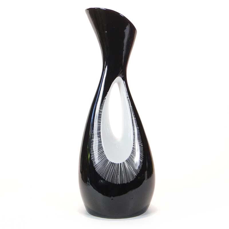 Wazon Calipso, porcelana czarny biały, Ćmielów, Polska, lata 50.