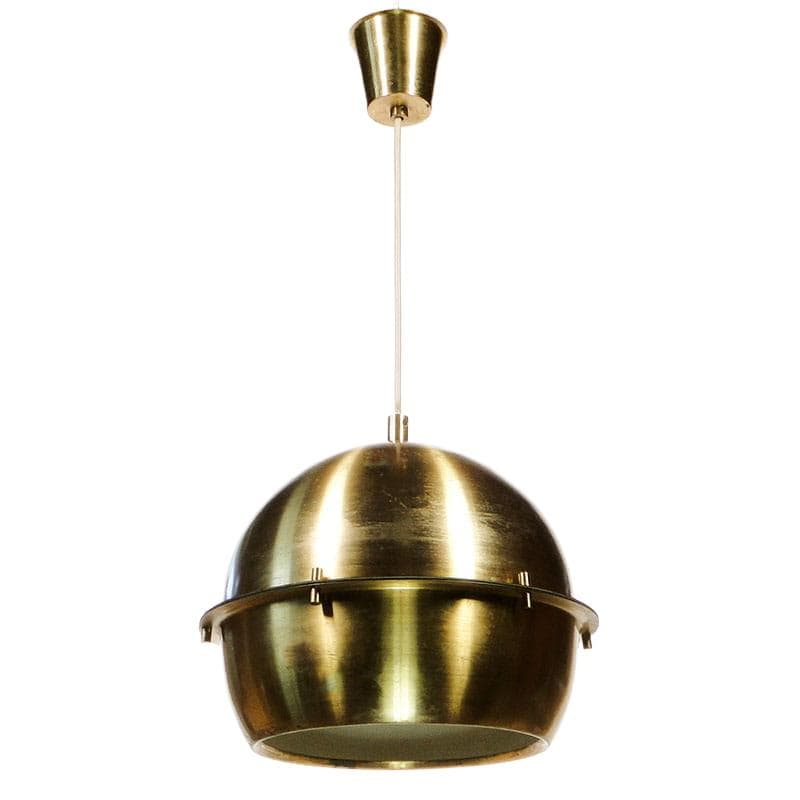 Lampa wisząca Space Age, złoty, mosiądz stal, Czechosłowacja, lata 60.