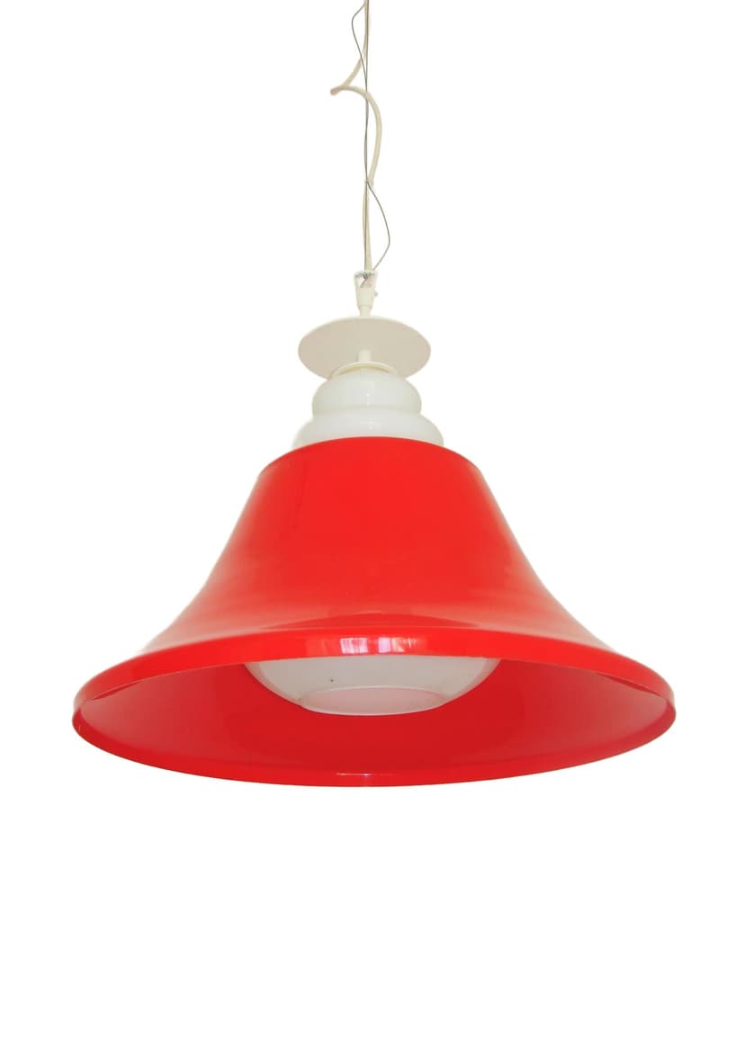 Lampa wisząca Space Age, czerwony biały, akryl, lata 70.