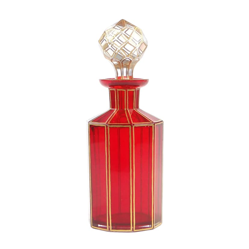 Karafka Napoleon III, szkło rubinowe, złocenie, Baccarat, Francja, XIX w.
