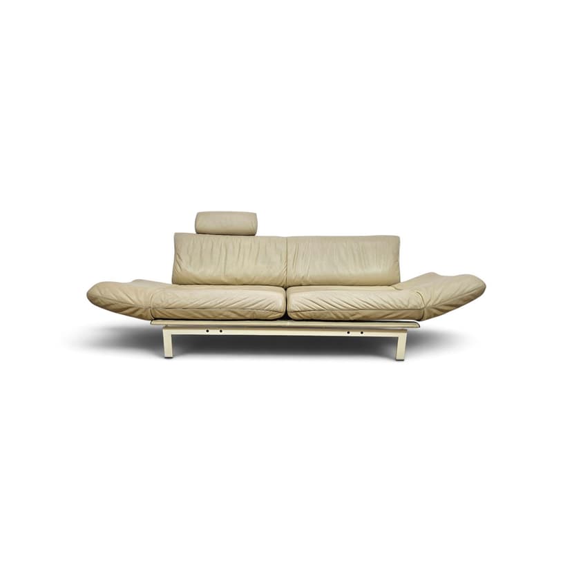 Sofa modułowa DS-140, skóra naturalna beżowa, metal, proj. R. Frigg, de Sede, Szwajcaria, lata 80.