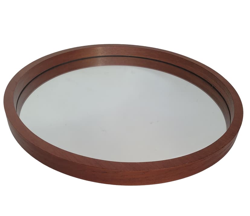 Lustro ścienne Zier Form, 60x60 cm, teak, szkło, Dania, lata 60.