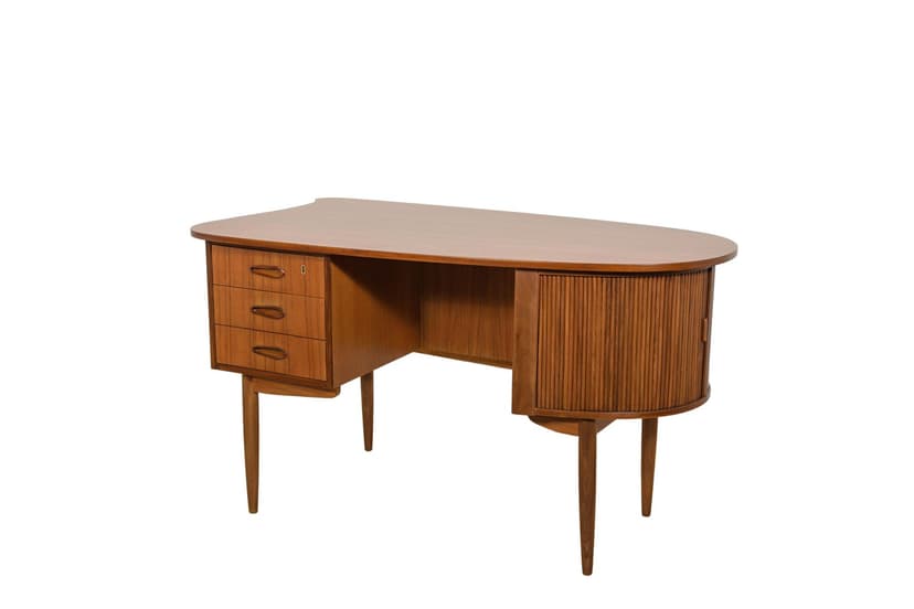 Biurko Kidney Desk, brązowy, teak, Dania, lata 60.