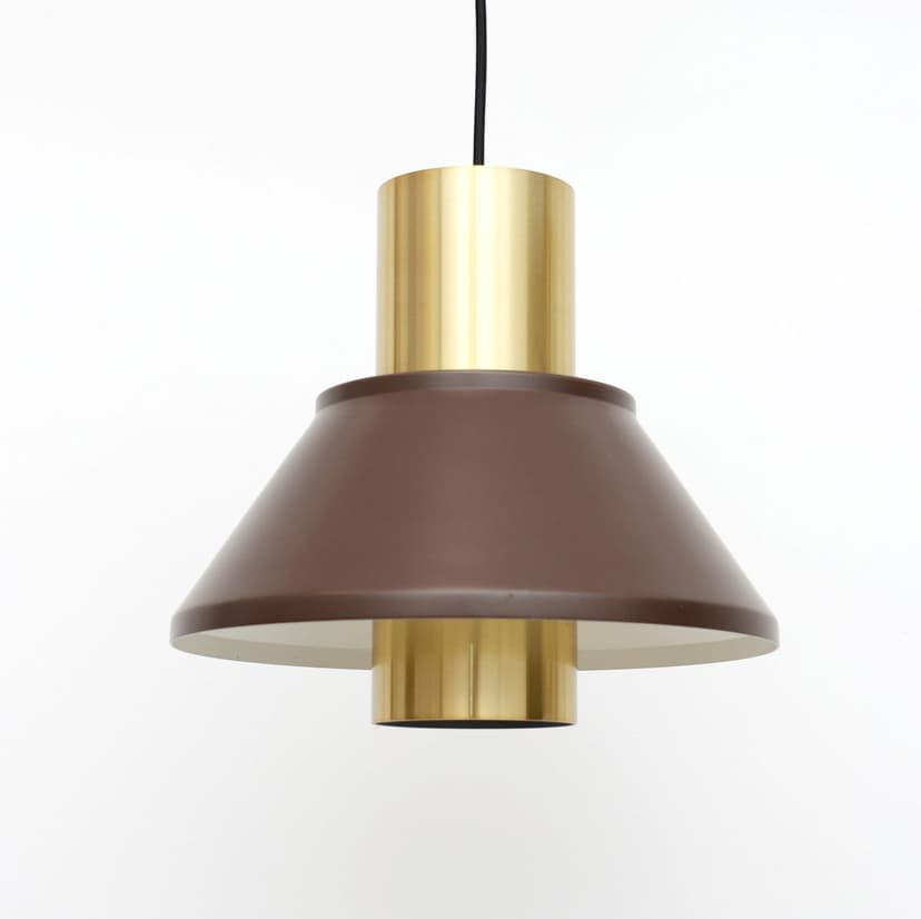Lampa wisząca Life, metal brązowy, aluminium złoty, proj. J. Hammerborg, Dania, lata 70.