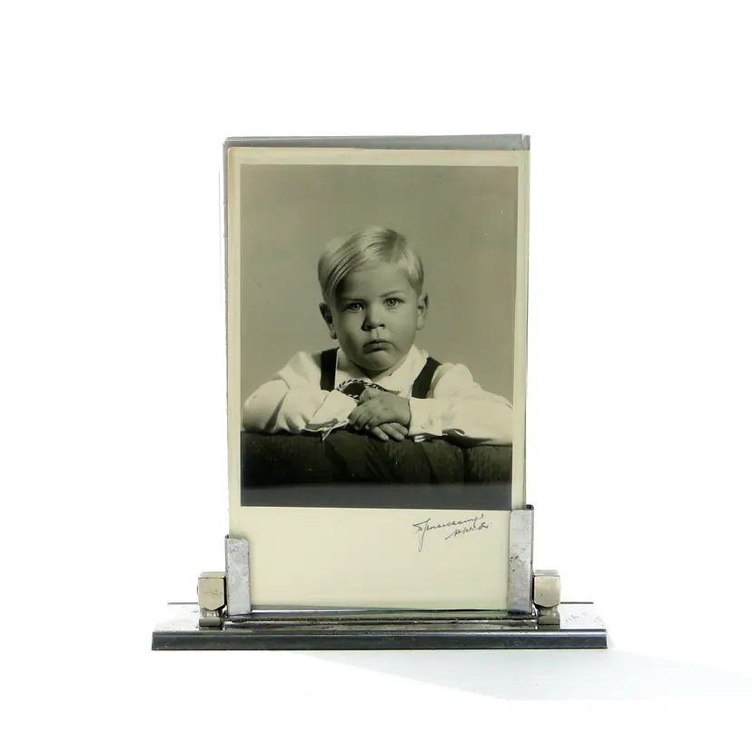 Ramka na zdjęcia Bauhaus, stal chromowana srebrny, szkło, Europa, lata 50.