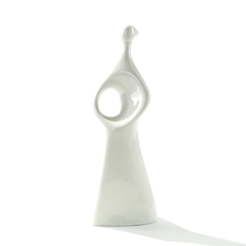 Figurka kobieta z ażurem, biała porcelana, Polska, lata 60.