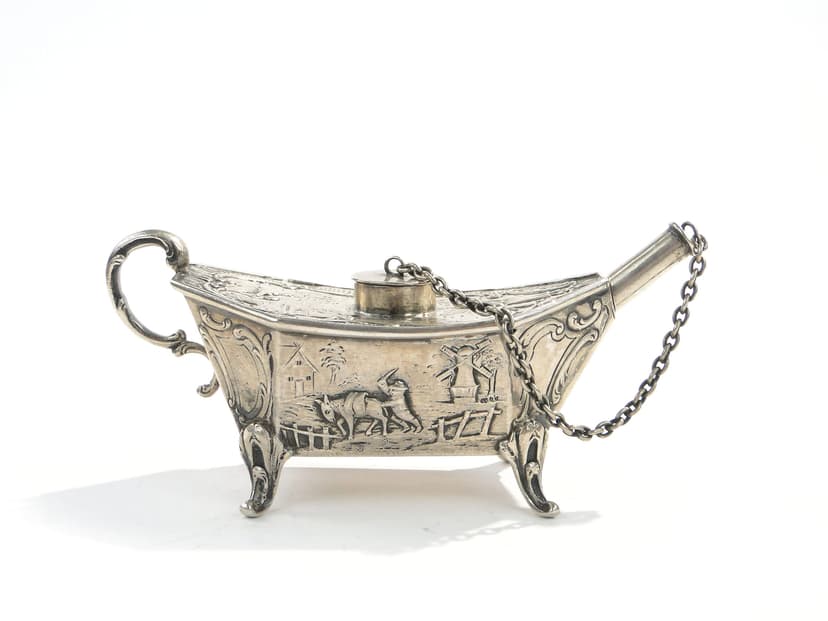 Stołowa lampa oliwna, srebro srebrny, Niemcy, XIX w.