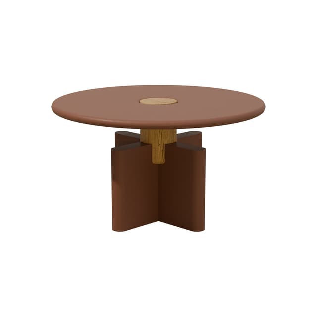 Coffee table Solis 01.01 red brown MDF, solid oak, Ø52, Snapp Form - DIMENSION