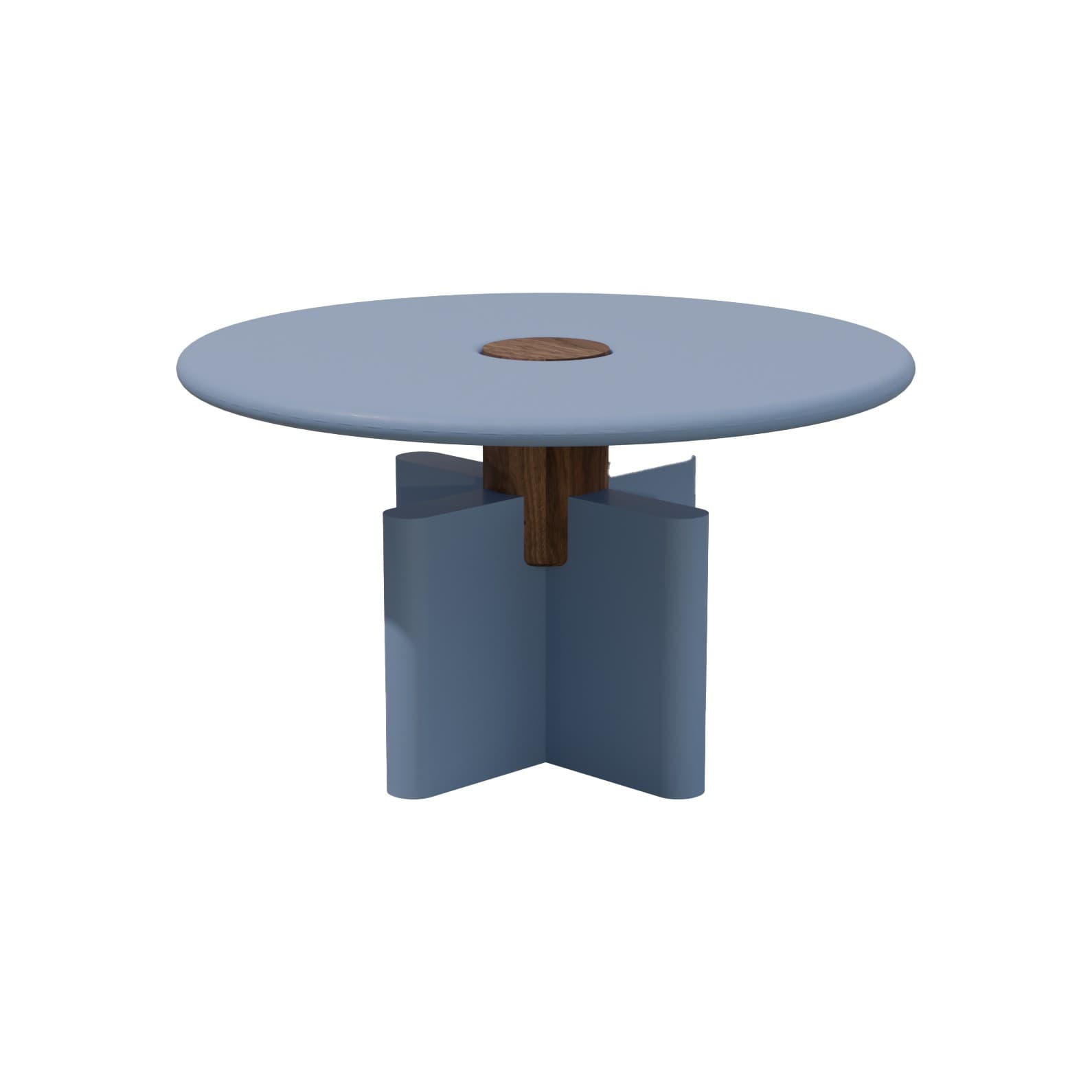 Coffee table Solis 01.01 blue MDF, American walnut, Ø52, Snapp Form