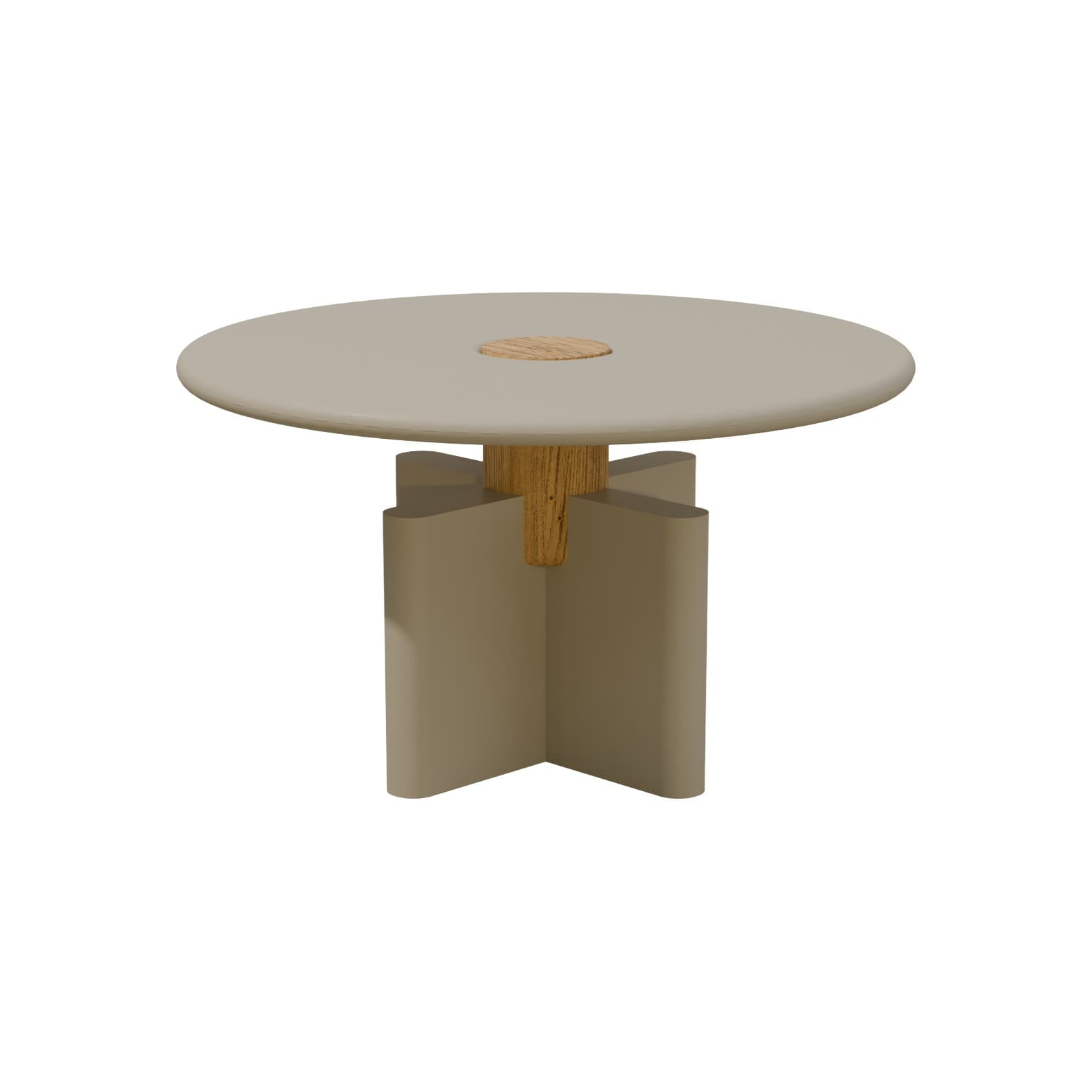 Coffee table Solis 01.01 grey MDF, solid oak, Ø52, Snapp Form