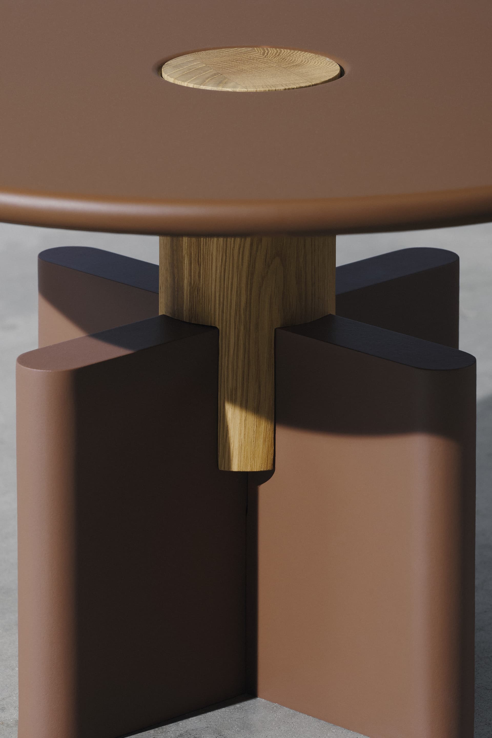 Coffee table Solis 01.01 grey MDF, solid oak, Ø52, Snapp Form - 373071