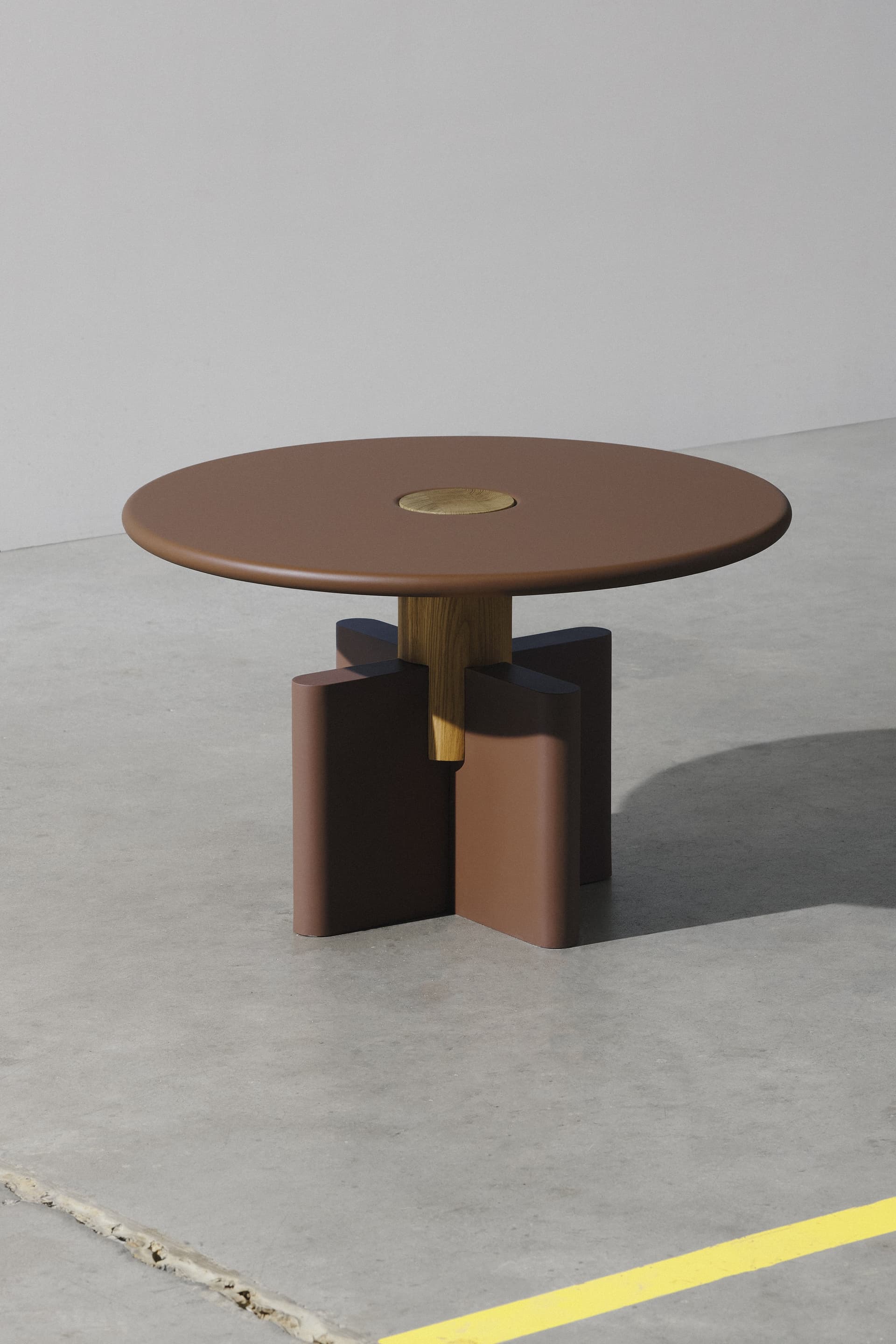 Coffee table Solis 01.01 navy blue MDF, solid oak, Ø52, Snapp Form - 373092