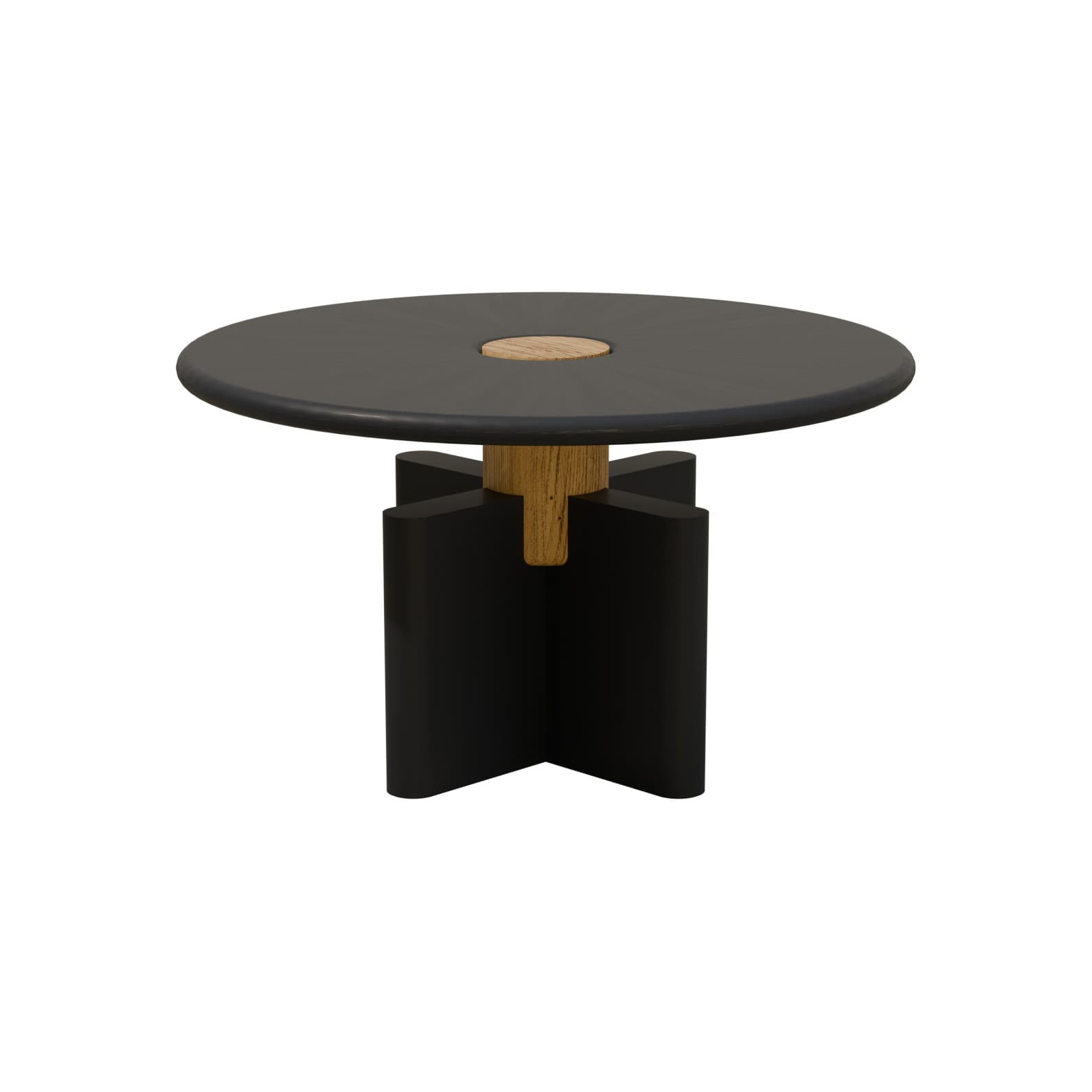 Coffee table Solis 01.01 navy blue MDF, solid oak, Ø52, Snapp Form
