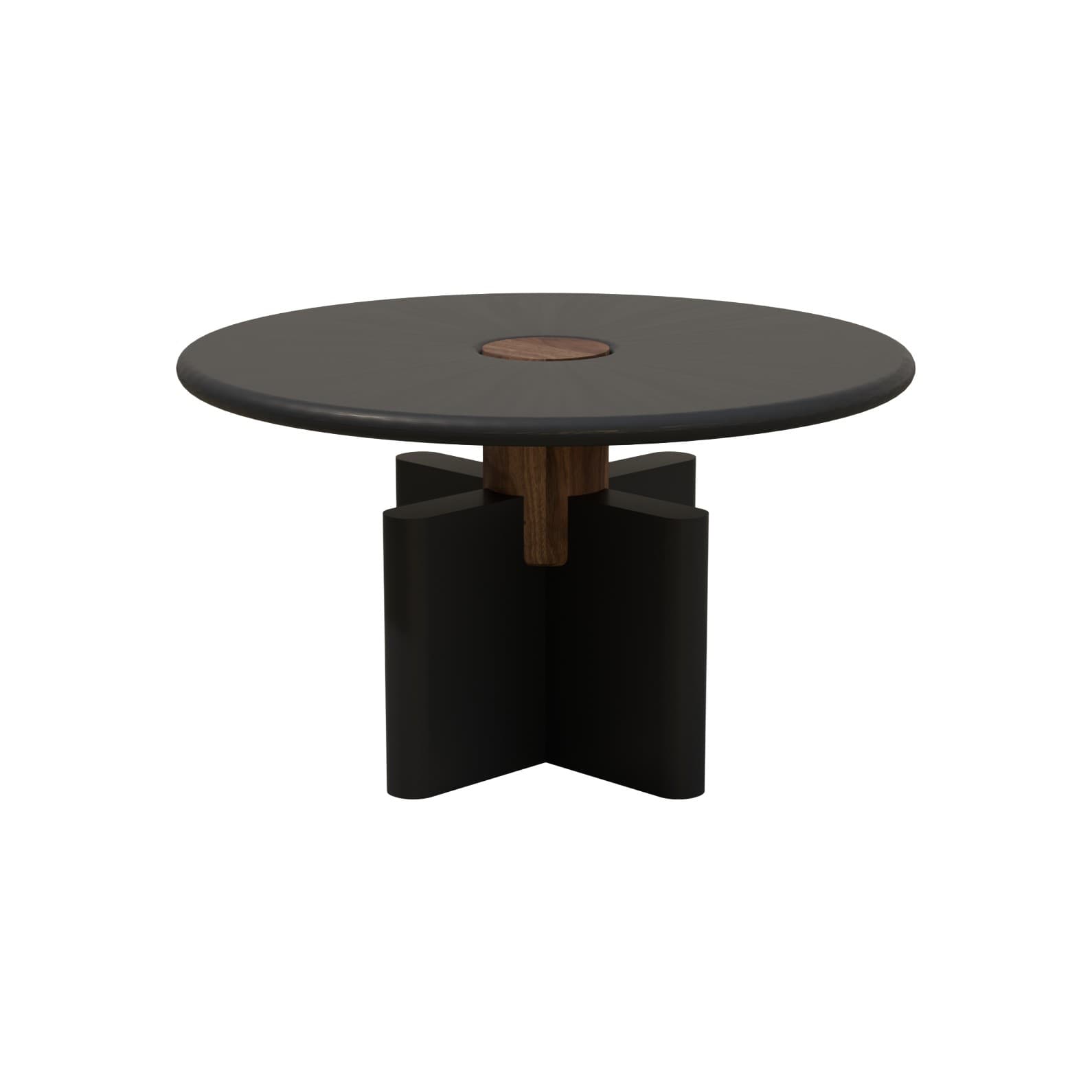 Coffee table Solis 01.01 navy blue MDF, American walnut, Ø52, Snapp Form