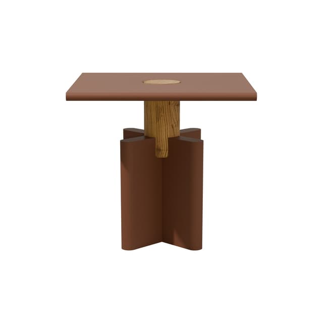 Side table Solis 01.02 red brown MDF, solid oak, 43x43, Snapp Form - DIMENSION
