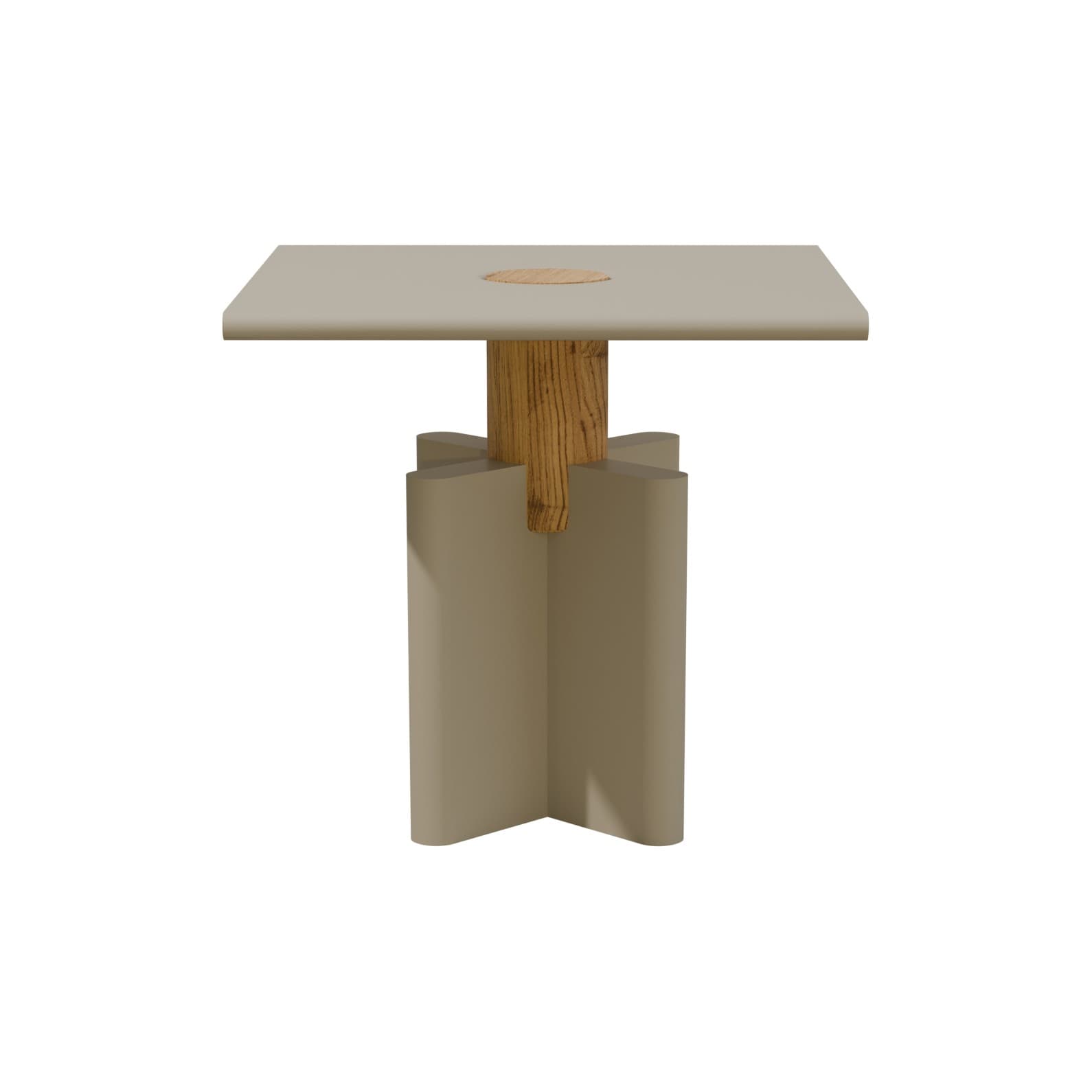 Side table Solis 01.02, grey MDF, solid oak, 43x43, Snapp Form