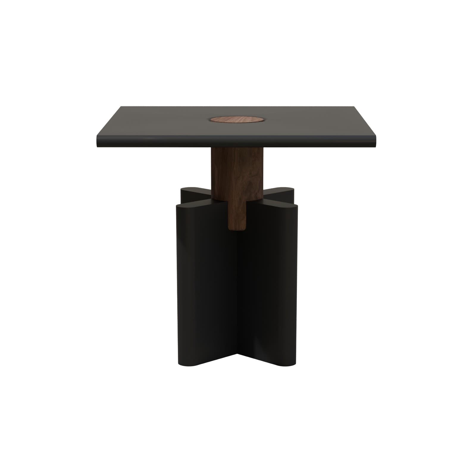 Side table Solis 01.02 navy blue MDF, American walnut, 43x43, Snapp Form