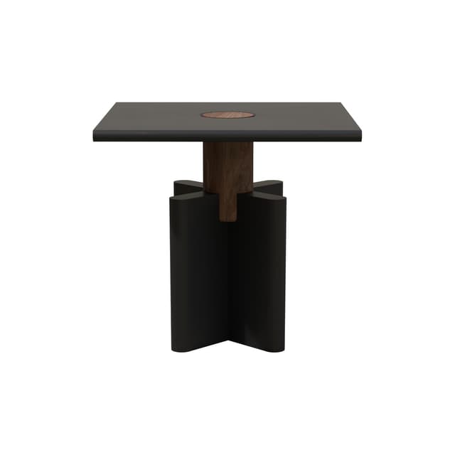 Side table Solis 01.02 navy blue MDF, American walnut, 43x43, Snapp Form - DIMENSION