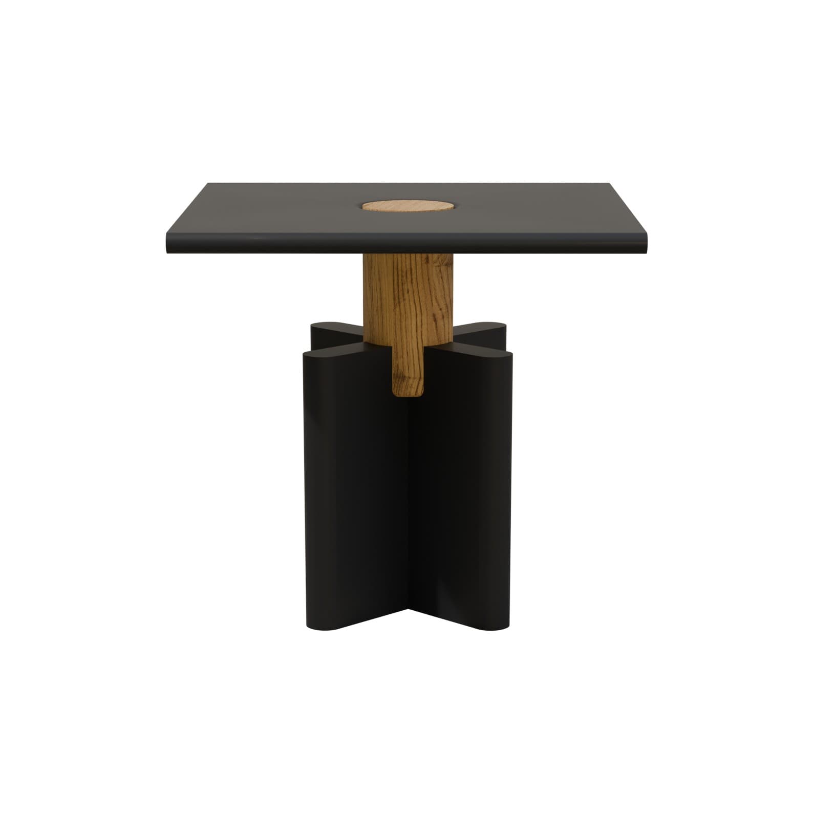 Side table Solis 01.02 navy blue MDF, solid oak, 43x43, Snapp Form