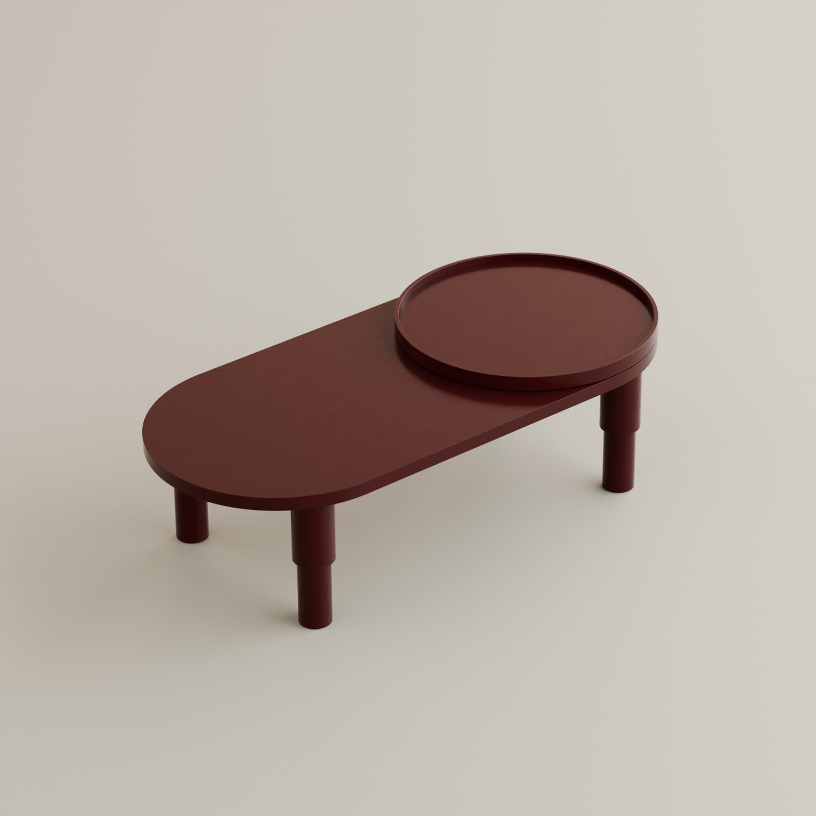 Coffee table Tele 02.01 burgundy, 130x60, Snapp Form - 373316