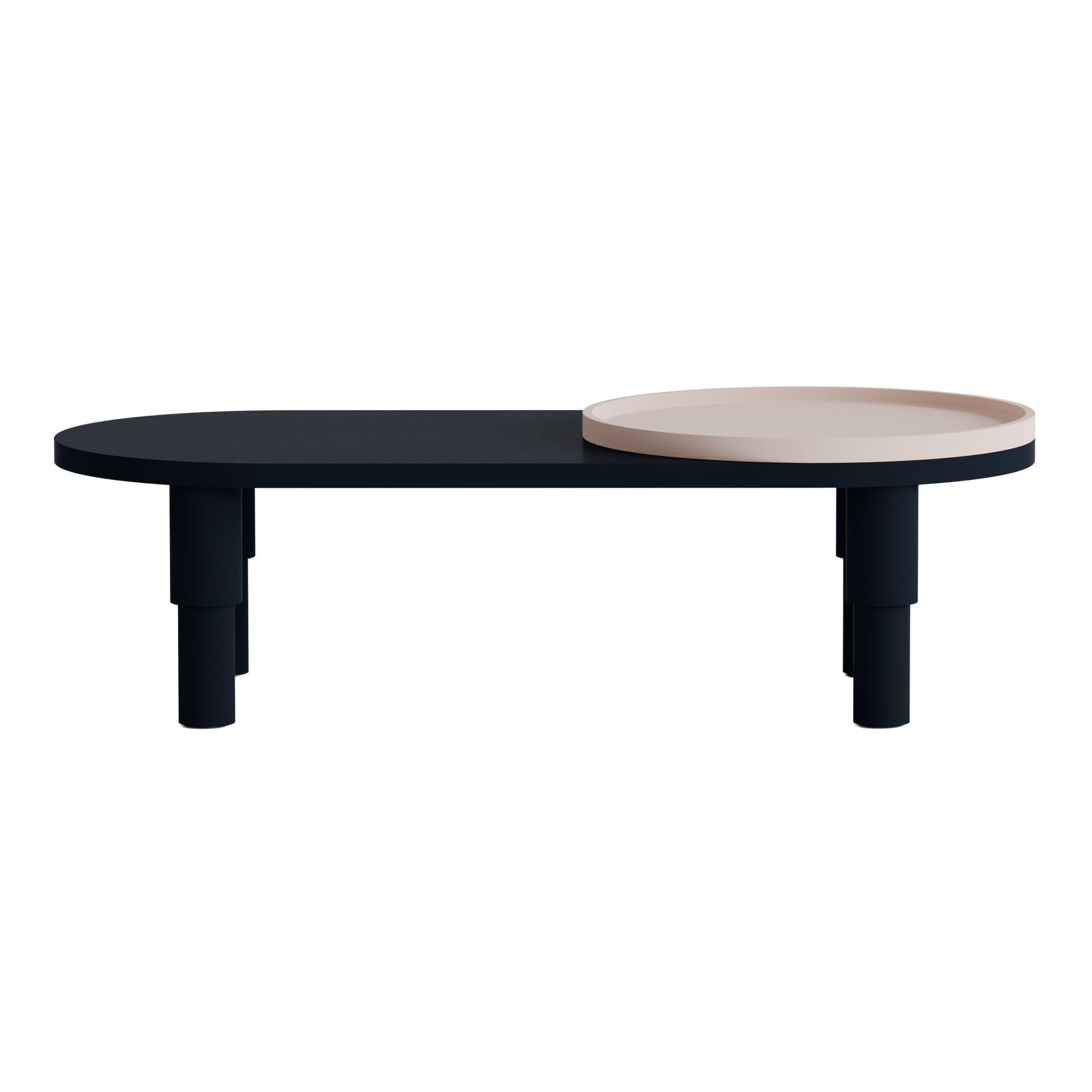 Coffee table Tele 02.01 with tray navy blue, pink 130x60, Snapp Form