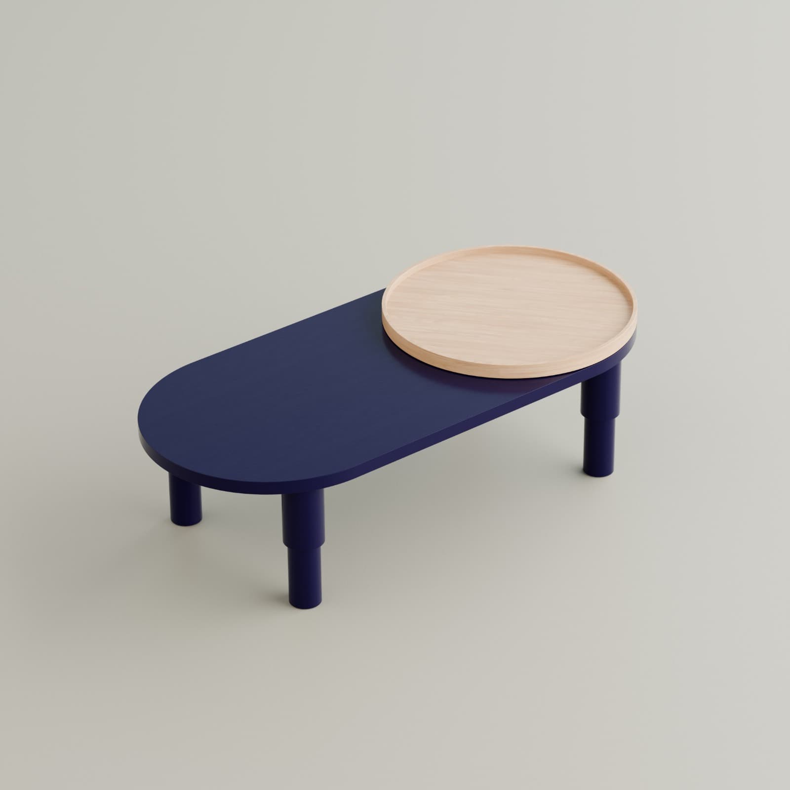 Coffee table Tele 02.01 with tray black, blue 130x60, Snapp Form - 373405