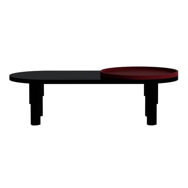 Coffee table Tele 02.01 with tray black, burgundy 130x60, Snapp Form - DIMENSION