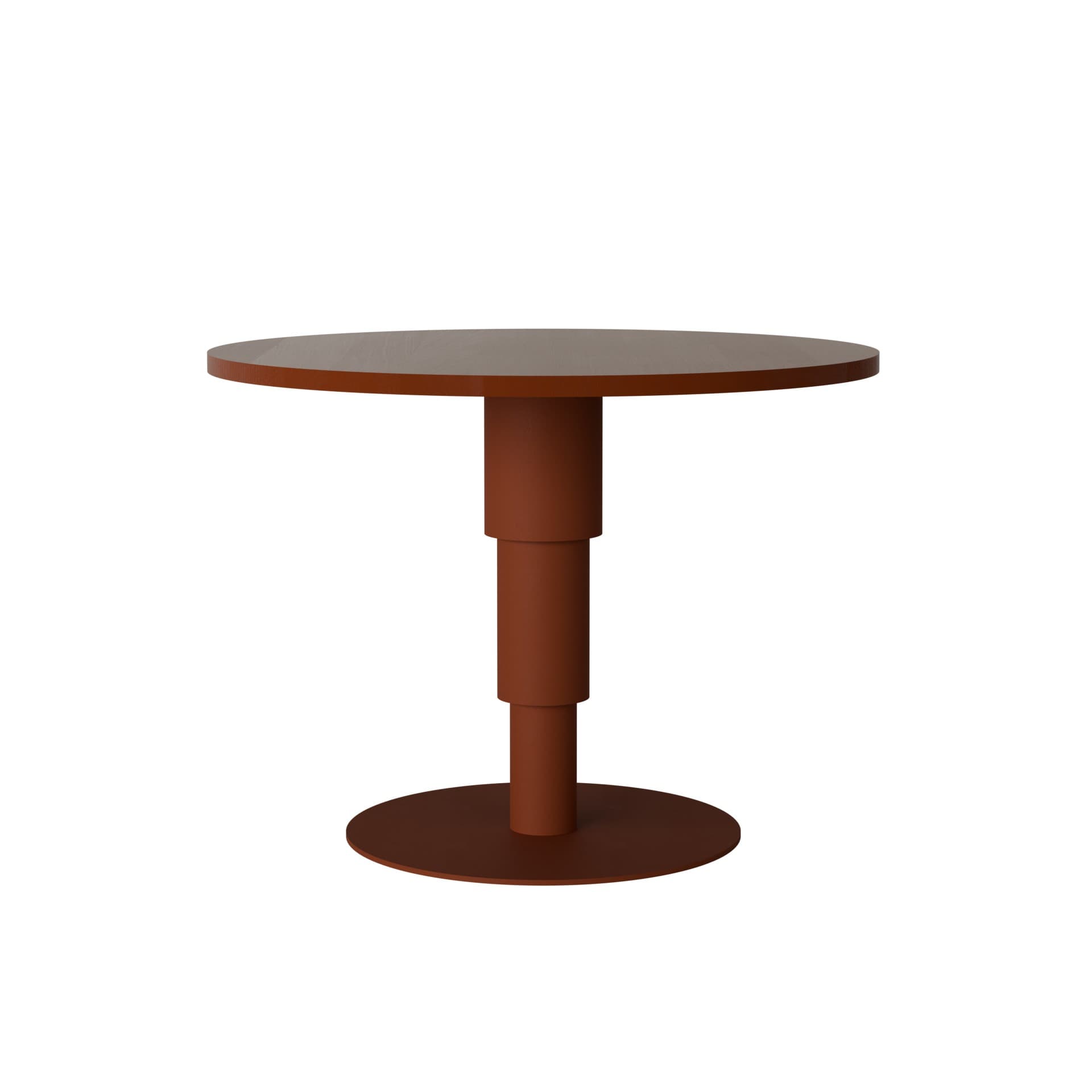 Table Tele one 03.01 red brown ash Ø100, Snapp Form