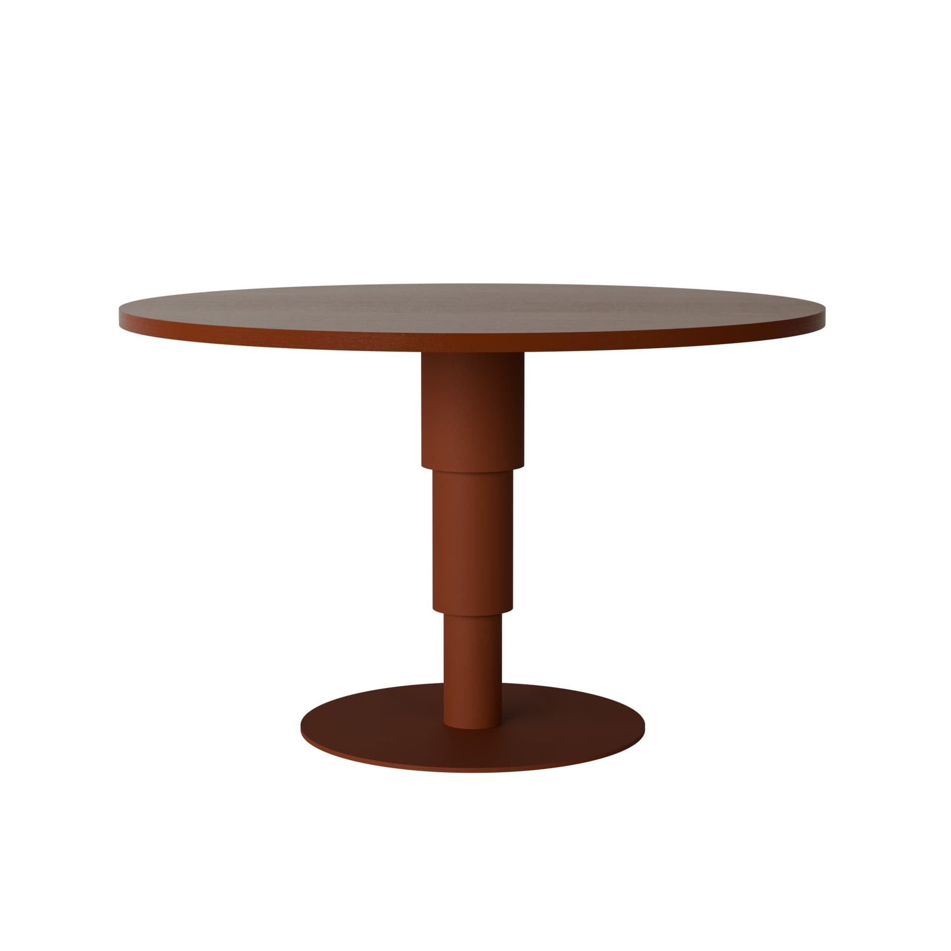 Table Tele one 03.02 reddish brown ash Ø120, Snapp Form