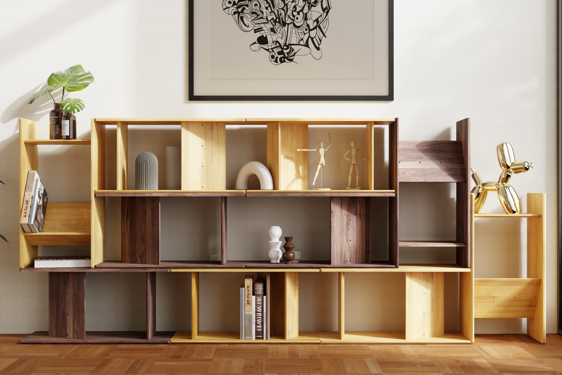 Shelving unit Vero 05, blue, 138x322x35, Snapp Form - 373854