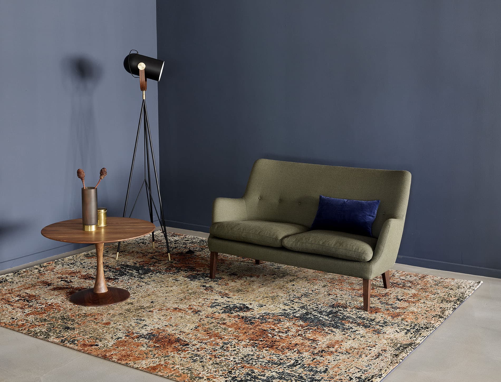 Rug Seduction beige black orange, 300x400, wool viscose, Reza's - 374048
