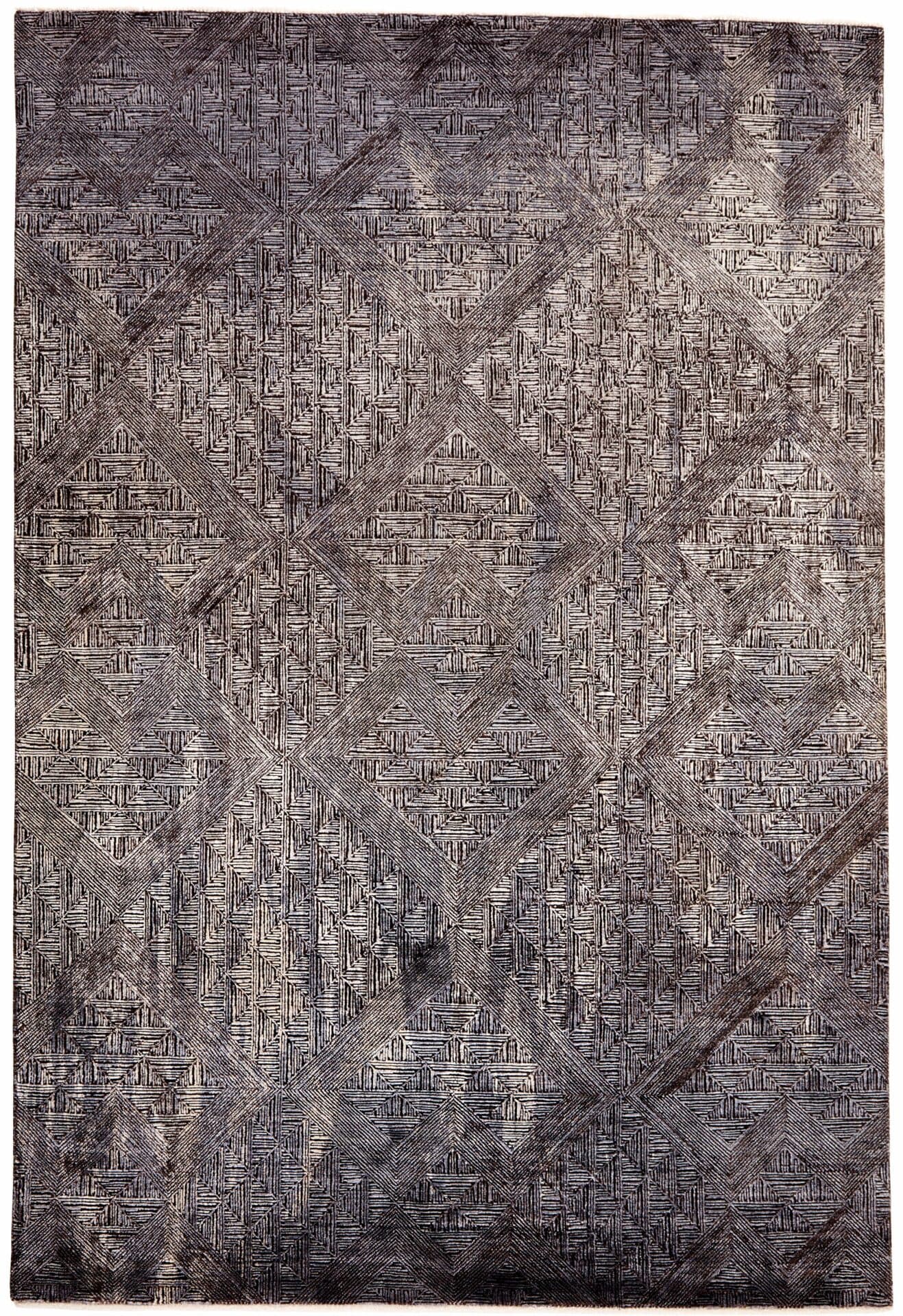 Rug Seduction black grey silver, 250x350 cm, wool viscose, Reza's