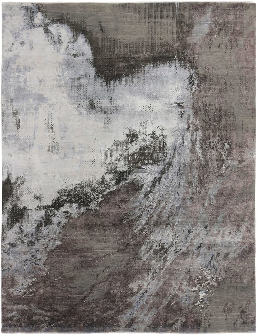 Rug Seduction grey silver brown white, 170x240, wool viscose, Reza's