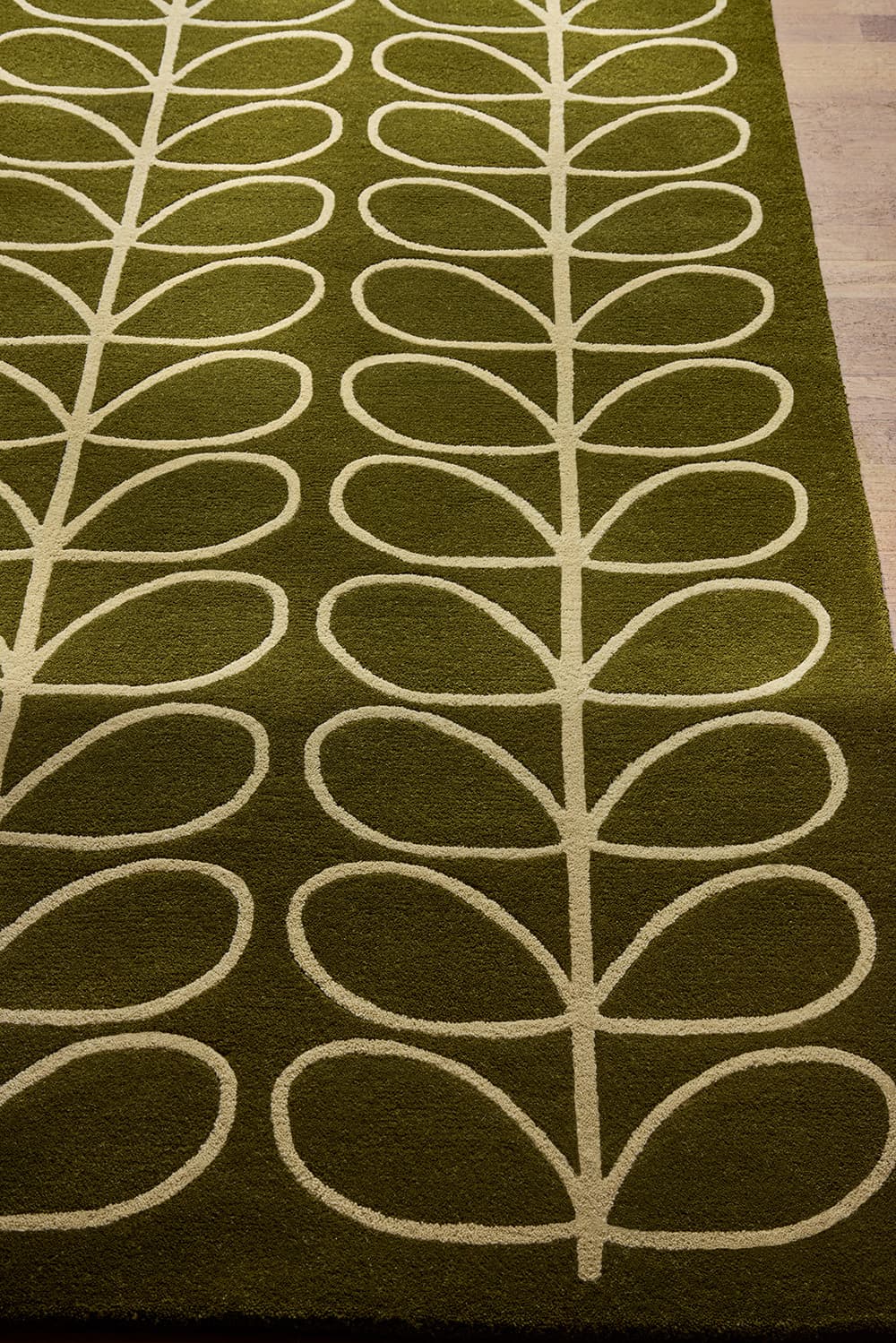 Rug Linear Stem Olive beige, olive, green 67x230 cm, wool, Orla Kiely - 374622