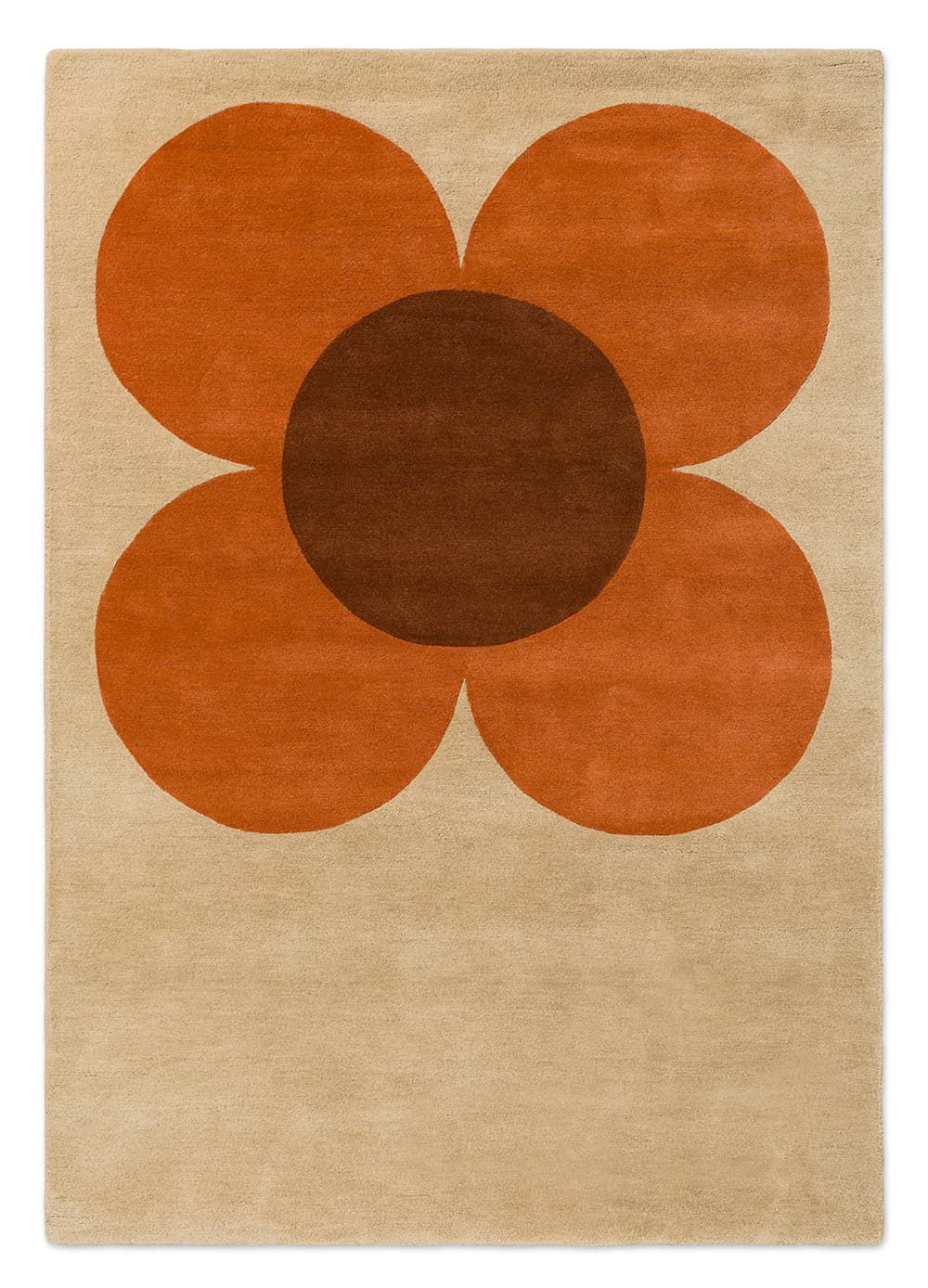 Dywan Flower Placement beżowy, pomarańczowy, brązowy 70x300 cm, wełna, Orla Kiely