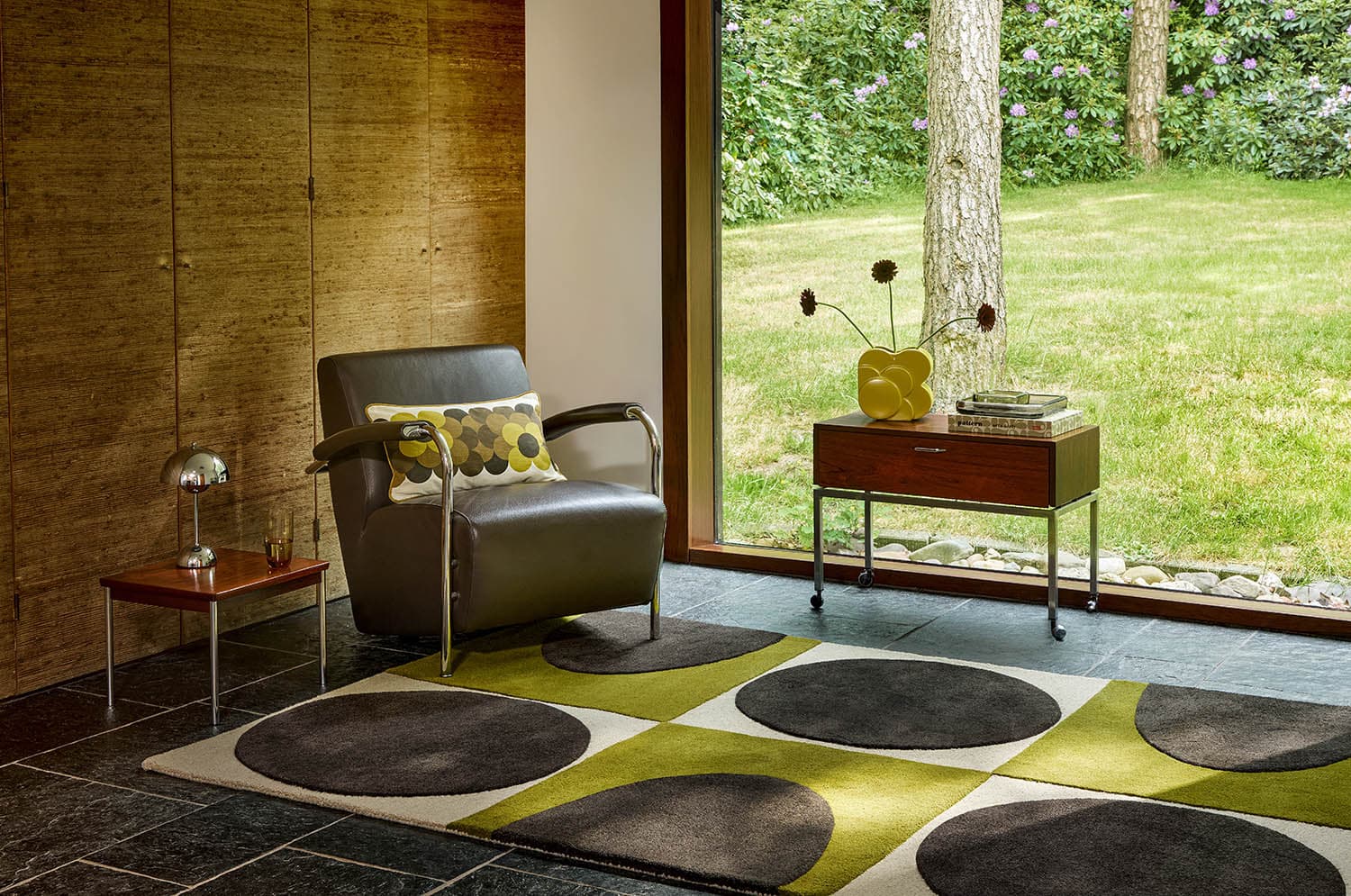 Rug Spot Square beige, brown, green 250x350 cm, wool, Orla Kiely - 374966