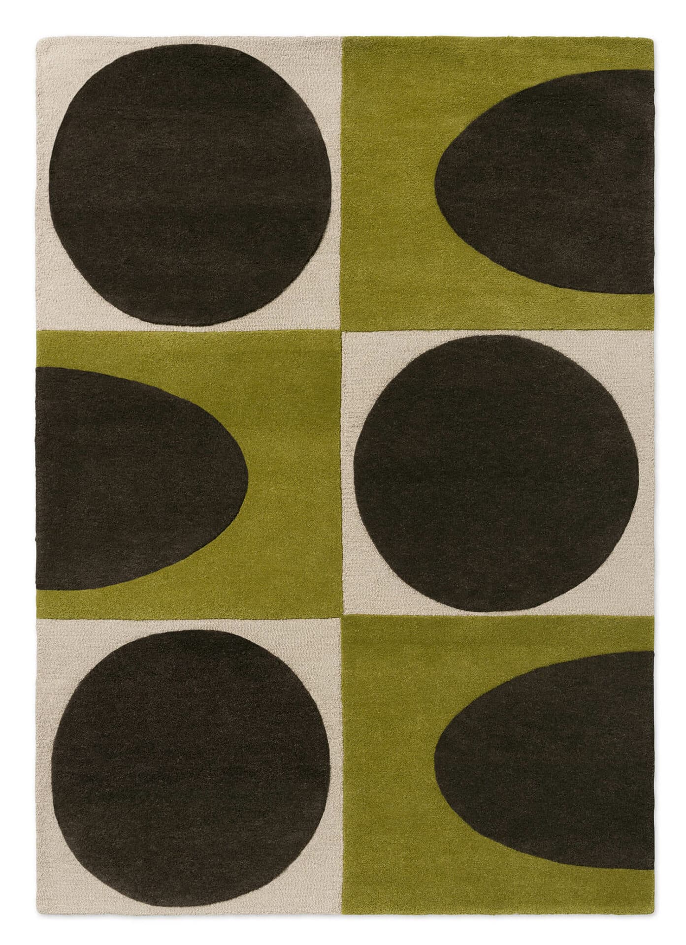 Rug Spot Square beige, brown, green 250x350 cm, wool, Orla Kiely