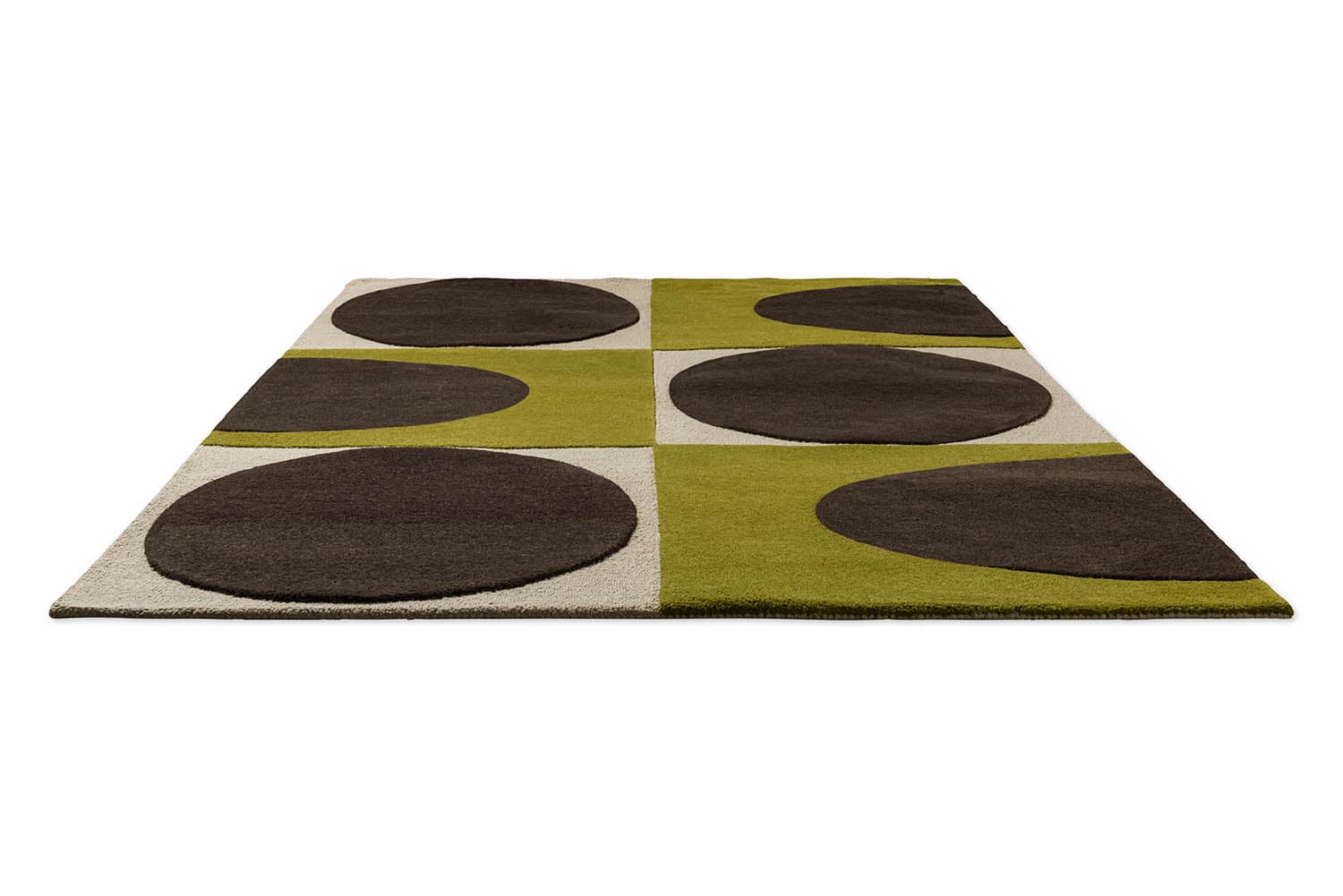 Rug Spot Square beige, brown, green 250x350 cm, wool, Orla Kiely - 374968