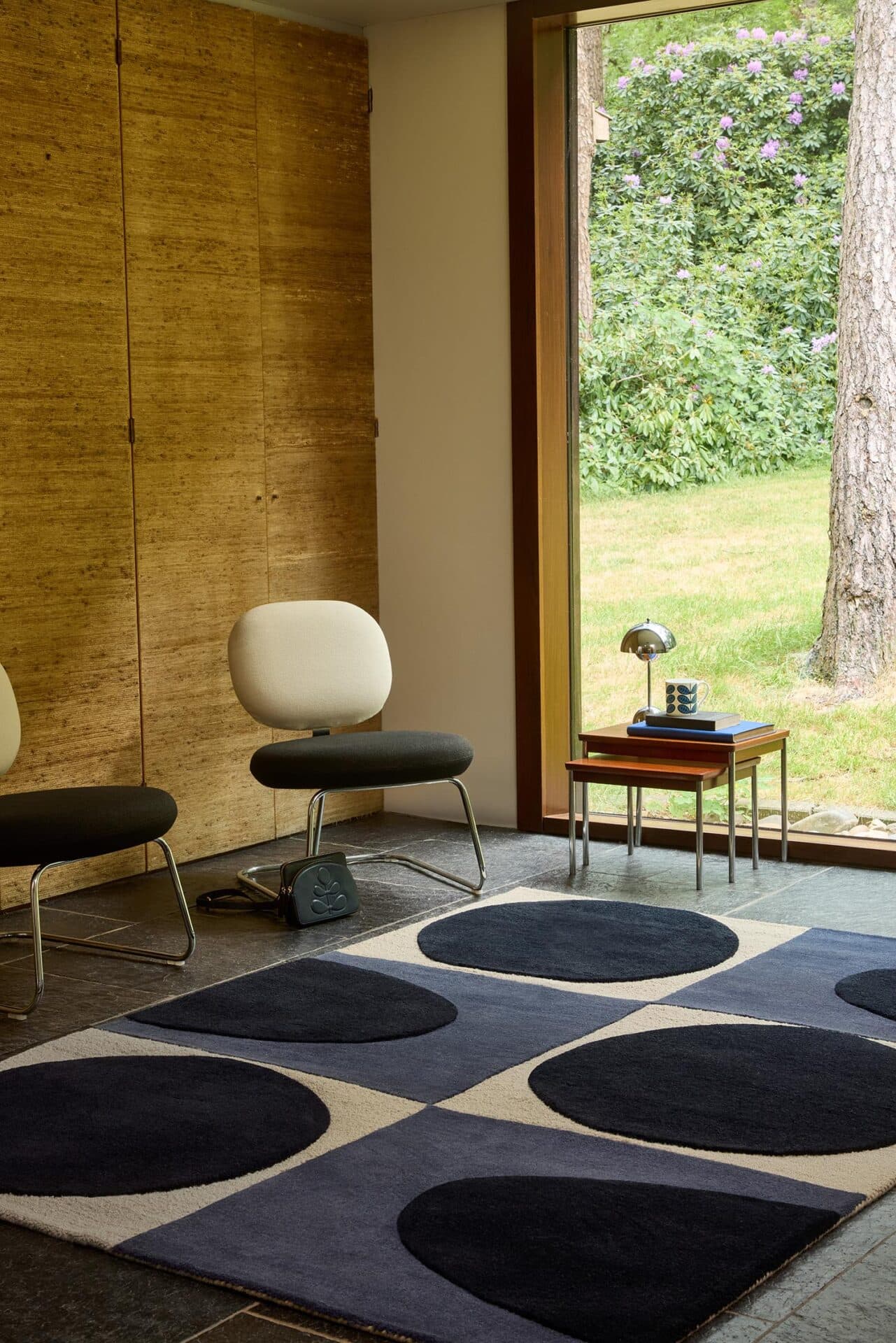 Rug Spot Square beige, navy blue, blue 120x180, wool, Orla Kiely - 374973