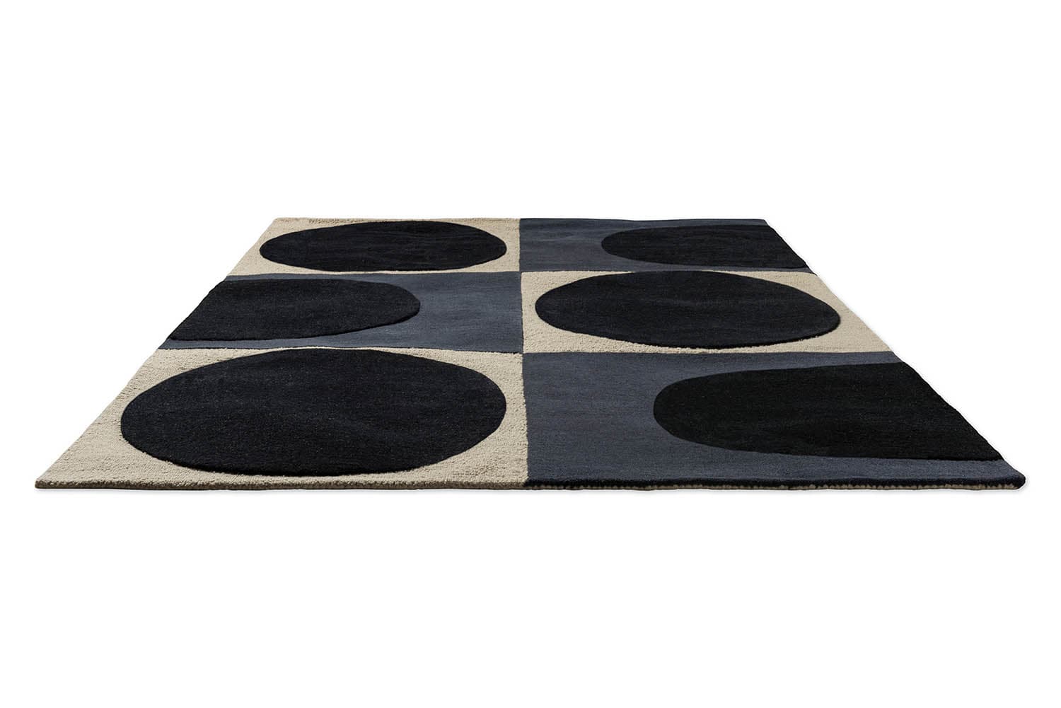 Rug Spot Square beige, navy blue, blue 120x180, wool, Orla Kiely - 374976