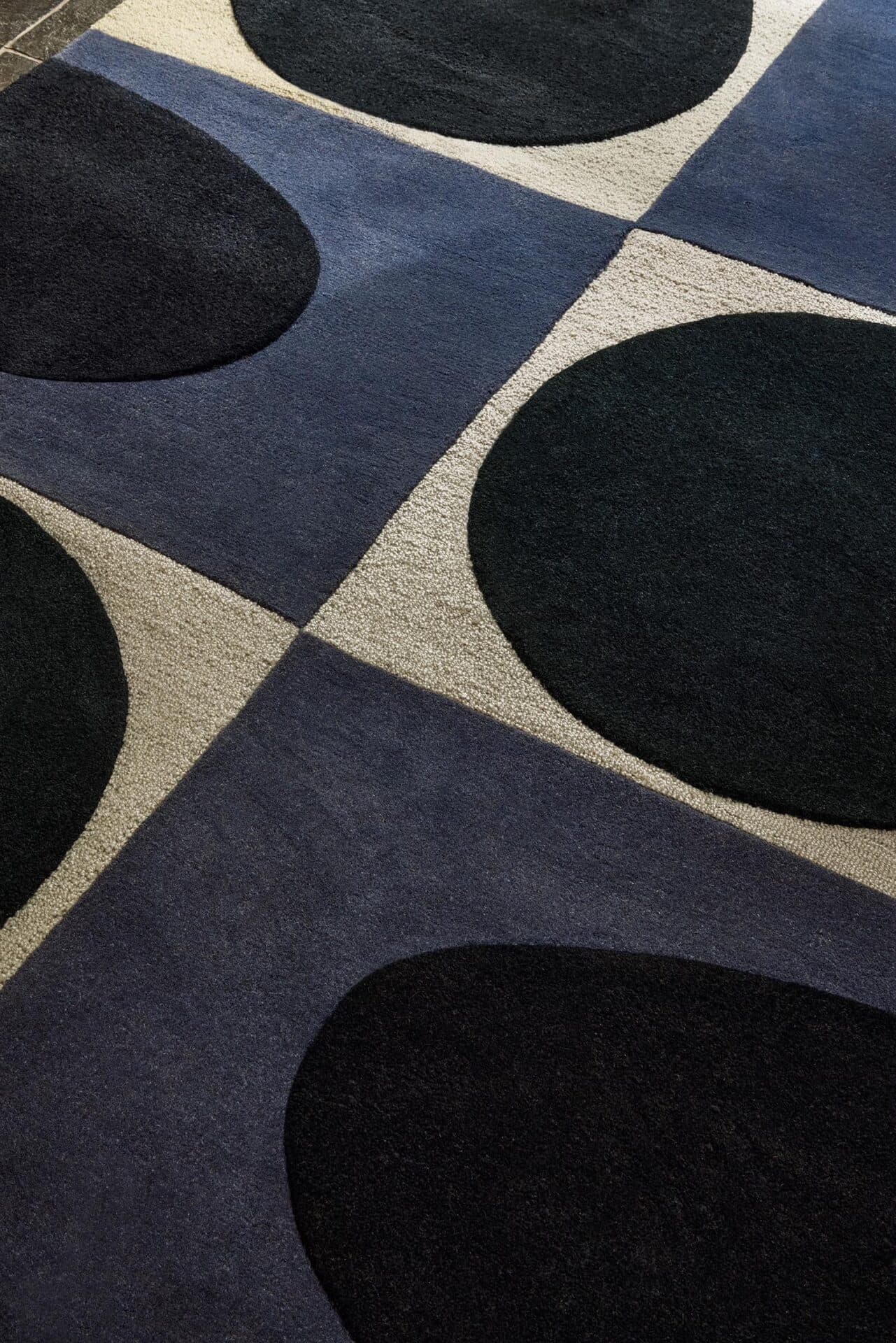 Rug Spot Square beige, navy blue, blue 120x180, wool, Orla Kiely - 374972