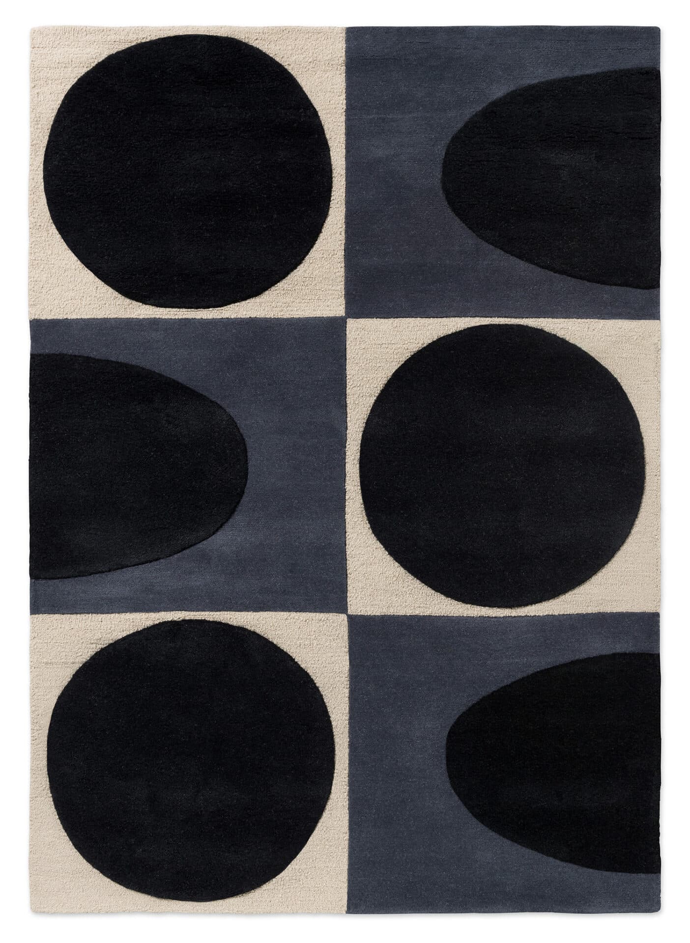 Rug Spot Square beige, navy blue, blue 160x230 cm, wool, Orla Kiely