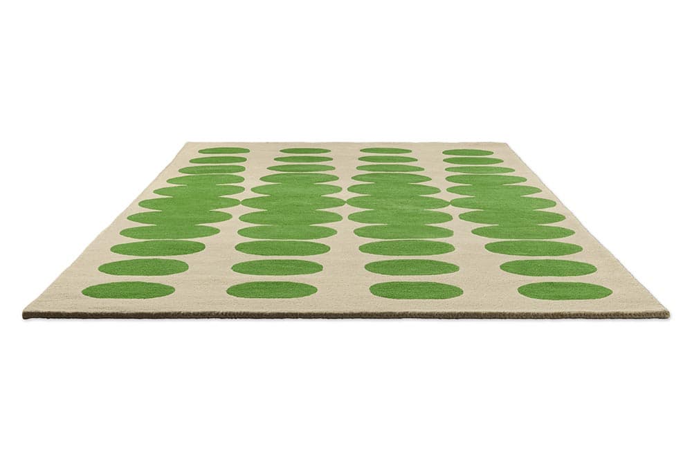 Rug Optical Oval beige, green 120x180 cm, wool, Orla Kiely - 375024