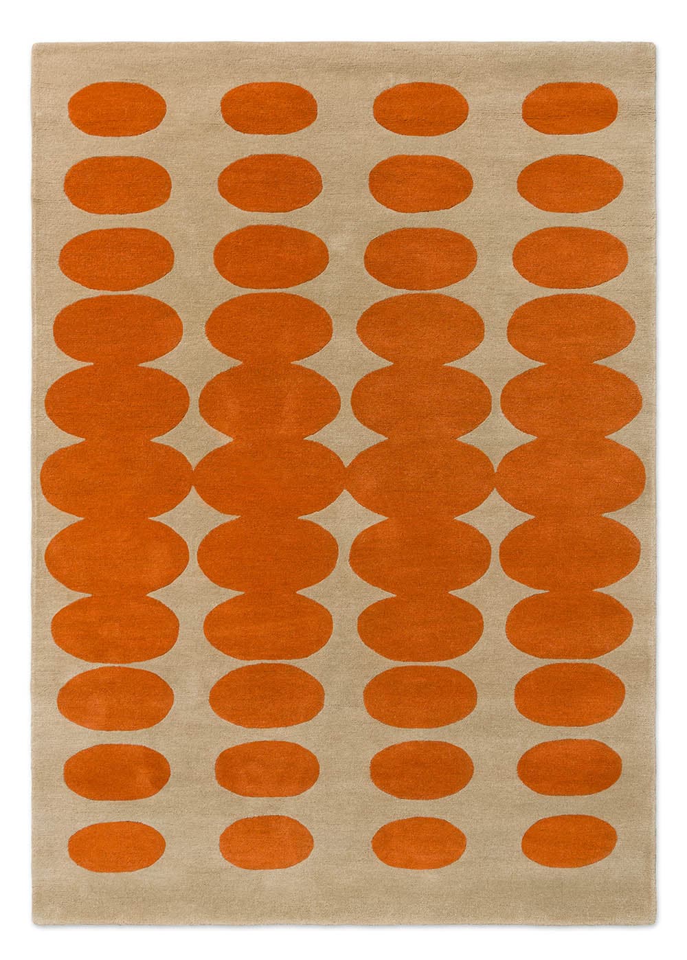 Rug Optical Oval beige, orange 160x230 cm, wool, Orla Kiely