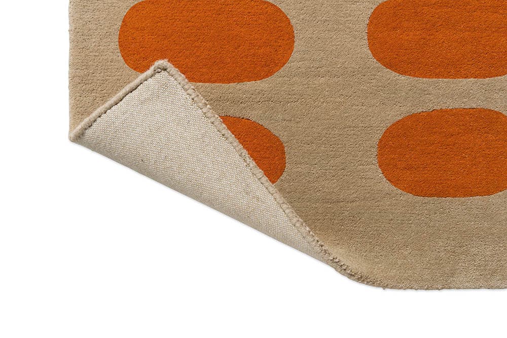 Rug Optical Oval beige, orange 160x230 cm, wool, Orla Kiely - 375052