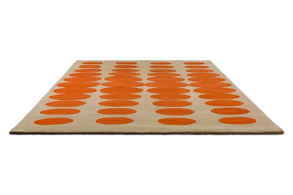 Rug Optical Oval beige, orange 160x230 cm, wool, Orla Kiely - 375054